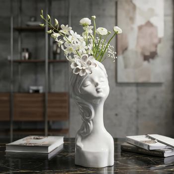 Jarrón de porcelana blanca 10,5x10x24,7 cm