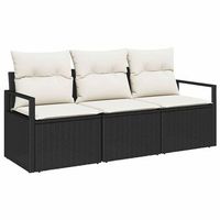 juego de sofa 3 piezas  mueble de jardin negro ratan sintetico