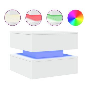 Mesa De Centro Con Luces Led Blanco 50x50x40 Cm Vidaxl