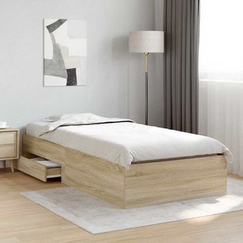 Estructura De Cama Marrón 90 X 190 Cm Madera De Ingeniería Vidaxl