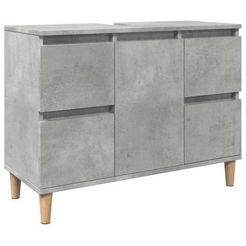 Armario De Lavabo | Gabinete De Lavabo Madera Contrachapada Gris Hormigón 80x33x60cm