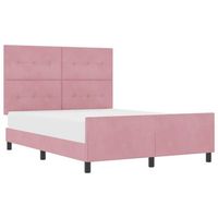 cama matrimonial  cama para adulto  cama tipo box spring con cabecera rosa 140 x 190 cm terciopelo
