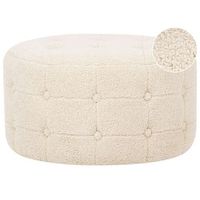 puf beige 55 x 30 cm boucle otomana reposapies mullido boton sala de estar tampa
