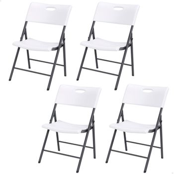 Pack 4 Sillas Plegables Lifetime Ligeras y Resistentes, 50x58x82,5 Cm, Blanco
