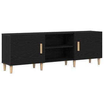 Mueble De Tv Roble Negro 150 X 30 X 50 Cm Madera Contrachapada