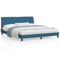 cama matrimonial  cama para adultos  estructura de cama con cabecero terciopelo azul 180x200 cm cfw32271
