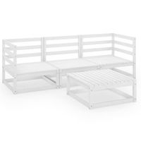 conjunto de salon de jardin de 4 uds  mueble jardin mesa y sillas blanco madera maciza de pino