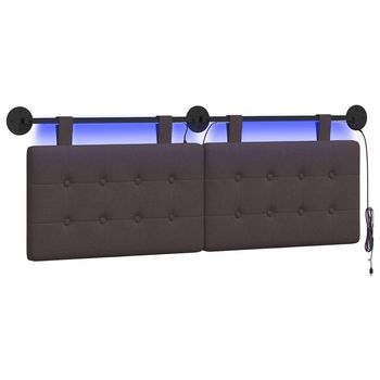 Cabecero Colgante Con Luz Led Marrón Oscuro Tela Vidaxl
