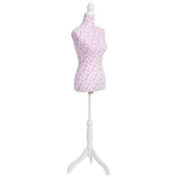Maniquí De Madera Y Espuma Forrado De Tela Rosa 24x37.5x168h Cm