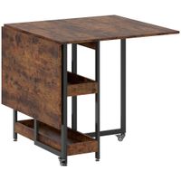 homcom mesa de comedor plegable en diseno industrial para hasta 4 personas estantes abiertos flexible metal tablero de particulas