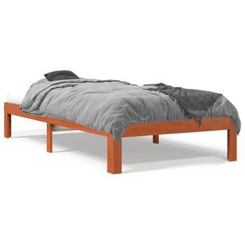 Cama Sin Colchón Madera Maciza De Pino Marrón Cera 100x200 Cm Vidaxl