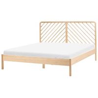 cama con somier de madera de pino natural estilo escandinavo 180 x 200 cm marron claro sephos