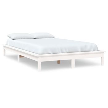 Cama Matrimonial | Cama Para Adultos | Estructura De Cama De Madera Maciza De Pino Blanco 160x200 Cm
