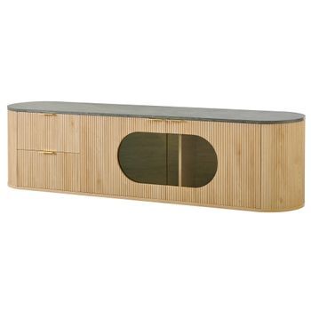 Mueble De Tv Con Vitrina Mdf Urban Meuble 172x38x45,5 Cm - Madera Y Gris