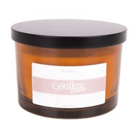 cofan vela aromatica cookie de larga duracion  3 mechas  cera de soja  aroma canela napolitana  vaso de vidrio ambar