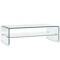 mesa de centro con estante diseno moderno y contemporaneo 98 x 45 x 31 cm vidrio templado transparente dec039091