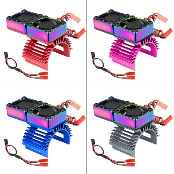 Radiador de enfriamiento de motor metálico mejorado con doble ventilador para motores RC de 36 mm, 380, 540, 550, 3650,