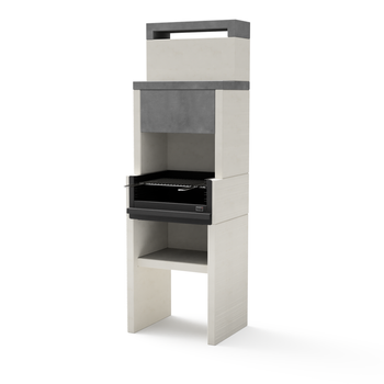 Tuozi - Barbacoa De Obra Para Leña Y Carbón Modelo Venit Flex Hotte (gris/blanco - 59 X 47 X 185 Cm) Ref: 4411