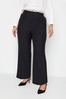 pantalones clasicos de pernera recta en negro con cinturilla elastica petite mujer curvy y tallas grandes yours