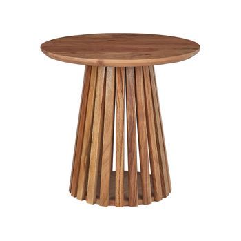 Mesa De Centro Moderna Redonda Madera De Acacia Oscura Mesilla