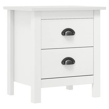 Juego De Mesitas De Noche Mesillas De Noche - Madera Maciza De Pino Blanco 46x35x49,5 Cm Mc7266