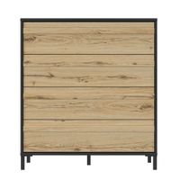 comoda 4 cajones efecto roble y negro alt104cm