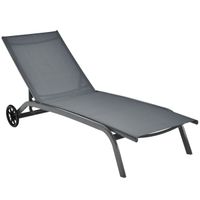 costway tumbona regulable para patio con ruedas y tejido de secado rapido silla reclinable en 6 posiciones de exterior piscina patio jardin gris