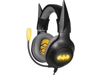 Auriculares gaming - FR-TEC DC Batman, Diadema, Micrófono, Luz LED, Multiplataforma, Negro