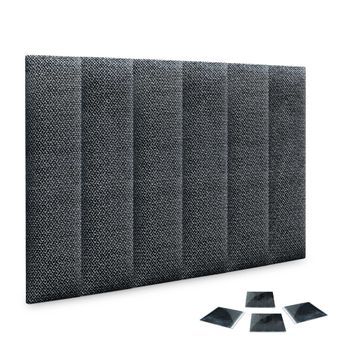 Dhome Juego De 6 Paneles Tapizados De Tela De Lujo Pack Autoadhesivos Para Pared Acústicos Absorbentes Protección (silver Ebony, 60x20cm, X6)