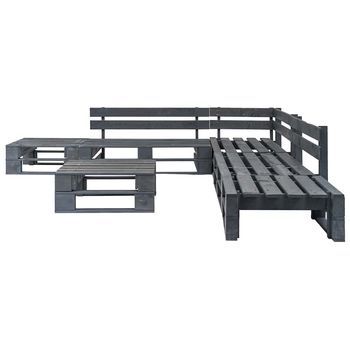 Conjunto Deconjunto Muebles Jardin De Palets Para Jardín 6 Uds | Mesa Y Sillas Madera Gris