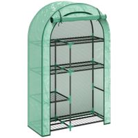 outsunny invernadero de pared de 4 niveles con puerta de cremallera en acero y pe 100x45x160 cm verde   aosom espana