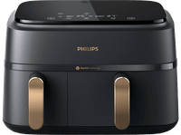 freidora de aire - philips airfryer na35200 doble cesta 6 l y 3 l 2750 w tecnologia exclusiva rapidair negro dorado