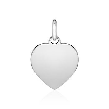 Colgante corazón de oro blanco de 14 quilates, grabable
