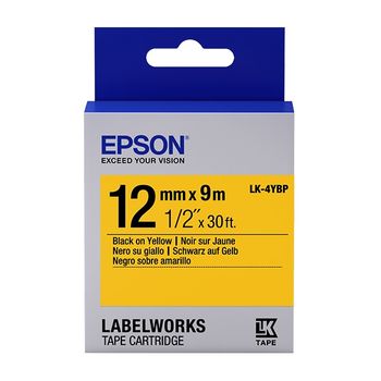 Epson LK-4YBP cinta negro sobre amarillo pastel 12 mm (original)