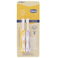 chicco pack cepillos dental 6 - 36 meses lila  amarillo
