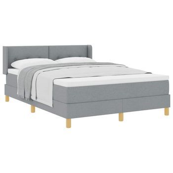Cama Tipo Box Spring Con Cabecera Gris Claro 190 X 140 Cm Tela Vidaxl