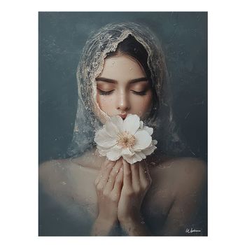 Cuadro mujer con flor alu dibond 30x40
