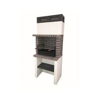 bbq midi - barbacoa simple construido con ladrillo gris y cemento cemento pintado de blanco - 80x57x206cm
