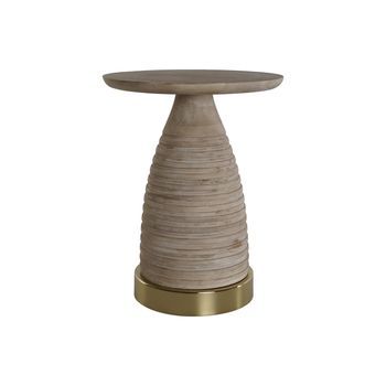 Mesita Auxiliar Metal Madera 41x41x53 Natural