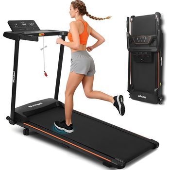 Nettlife Cinta De Correr Plegable 14km/h - Walking Pad Escritorio Con Inclinación 7% - Pantalla Led Y Sensores De Pulso - Máx 90kg