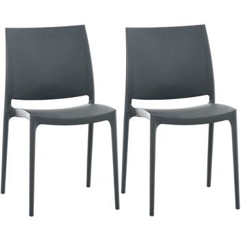 Set De 2 Sillas Apilables Maya Plástico Gris Oscuro 50x44x81 Cm Clp