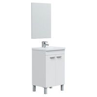 mueble de bano levis 2 puertas con espejo sin lavabo color blanco brillo