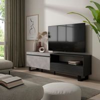 mueble tv efecto madera cemento 200x35x57cm con patas