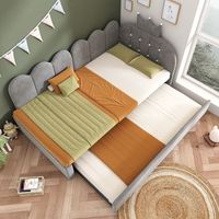 cama nido de 90 x 200 cm  90 x 190 cm con cabecero en forma de l en tela de terciopelo - gris