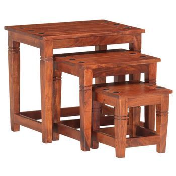 Mesas Apilables 3 Unidades Madera Maciza De Acacia Vidaxl