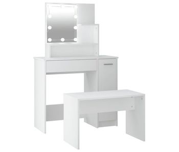 Juego de tocador - tocador de maquillaje - mesa de tocador con led madera contrachapada blanco