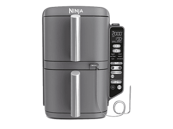 Freidora de aire - Ninja Double Stack XL, 2470 W, 9.5l, 2 Cajones independientes, 6 Programas, Gris