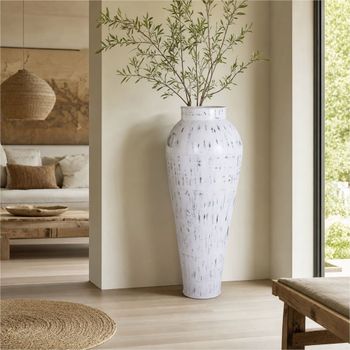 Ánfora de acero blanco 57x57x139 cm