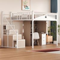 cama alta de metal 140 x 200 cm barandilla de seguridad de metal con bolas metalicas y diseno de ventana escalera reversible izquierdaderecha escalera de seguridad con casilleros blanco