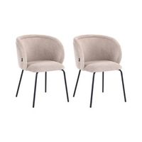 conjunto de 2 sillas de comedor tapizadas sin reposabrazos diseno retro base de metal gris pardo sarasota